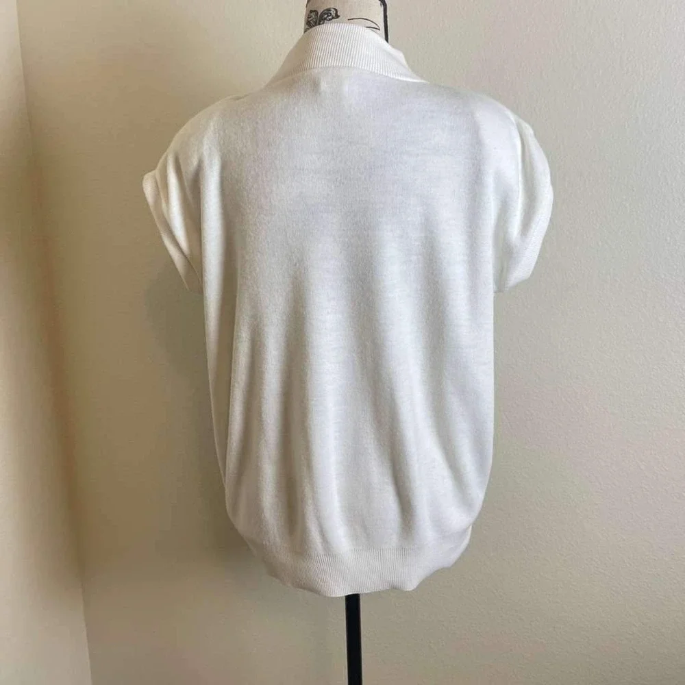 Garan by Marita Vintage‎ White Mock Neck Nautical Anchor Knit Vest  Padded